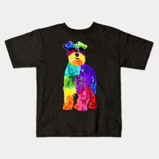 Dog Lover Gifts Mini Schnauzer Colorful Miniature Schnauzer Kids T-Shirt